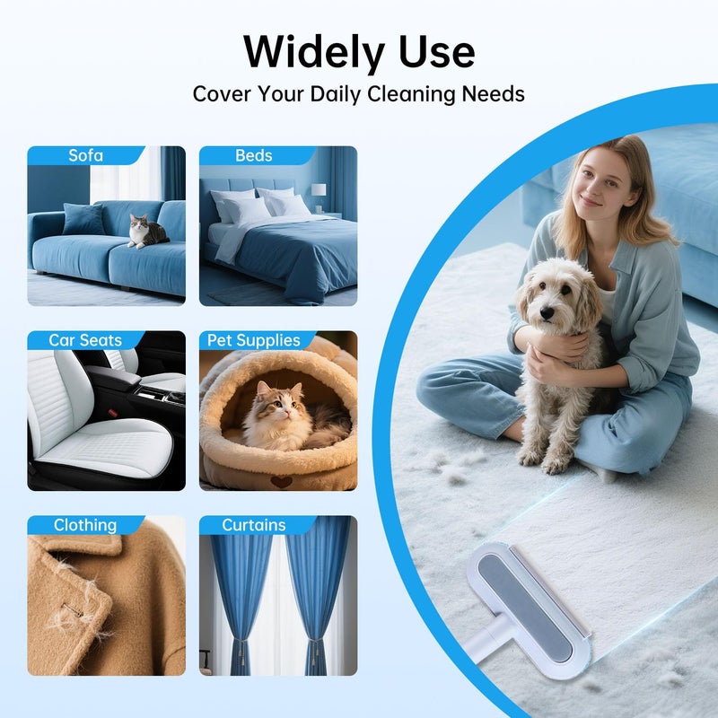 INABULETWO Multifunctional Pet Hair Remover Tool for Furniture, Reusable Washable Dog and Cat Hair Lint Removal Brush, 4 in 1 17.3Inch Extendable, Adjustable Lint Brush - Image 5
